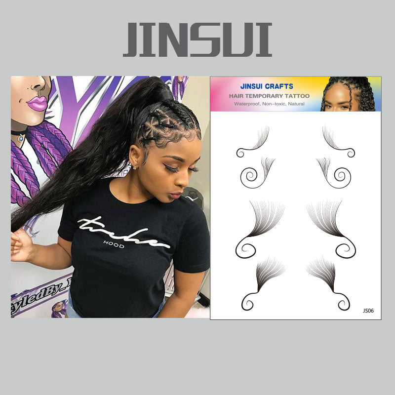 Hairline Temporary Tattoo Stickers for Women Girls | Fashion Curly Hair | Waterproof | Non-Toxic | Natural Looking - JS06