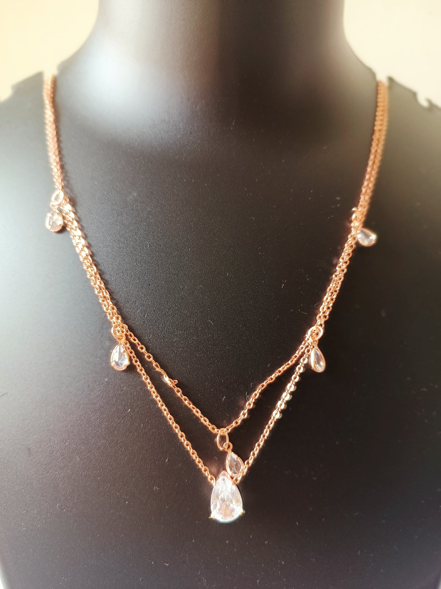 Double layered rose-gold plated raindrop neckpiece - Jewellery for women and girls