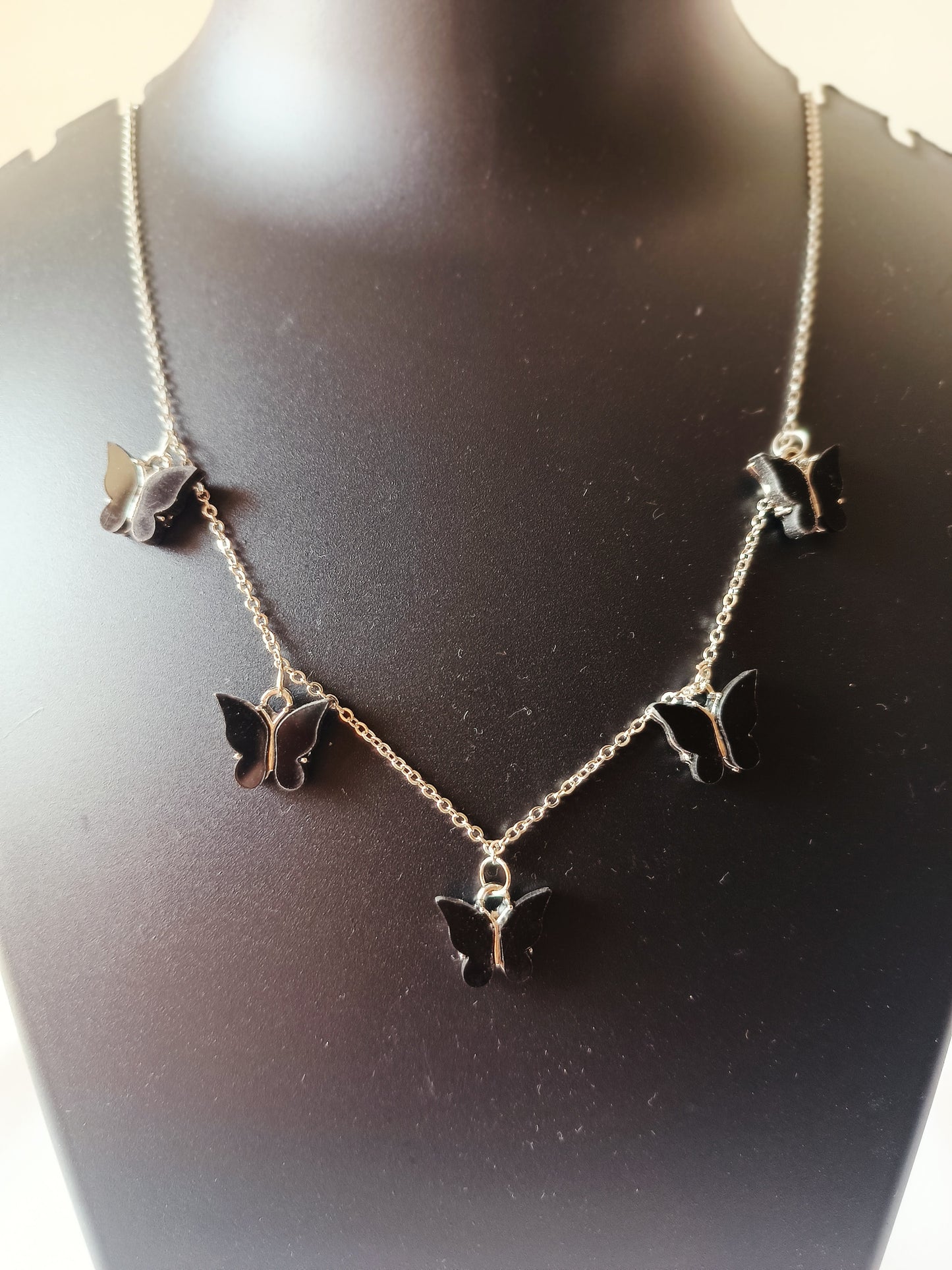 Silver plated butterflies neckpiece - Black - Jewellery for women and girls