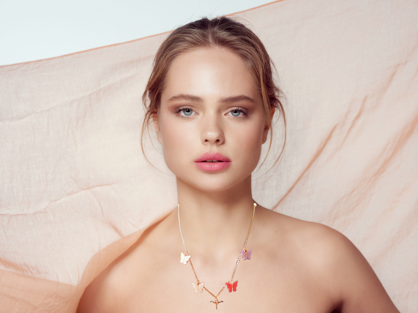 Rose gold plated butterflies neckpiece - colorful - Jewellery for women and girls
