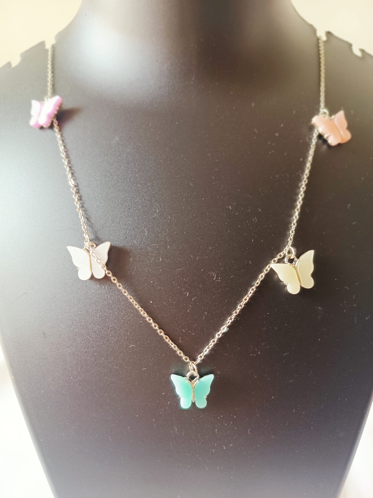 Silver plated butterflies neckpiece - colorful - Jewellery for women and girls
