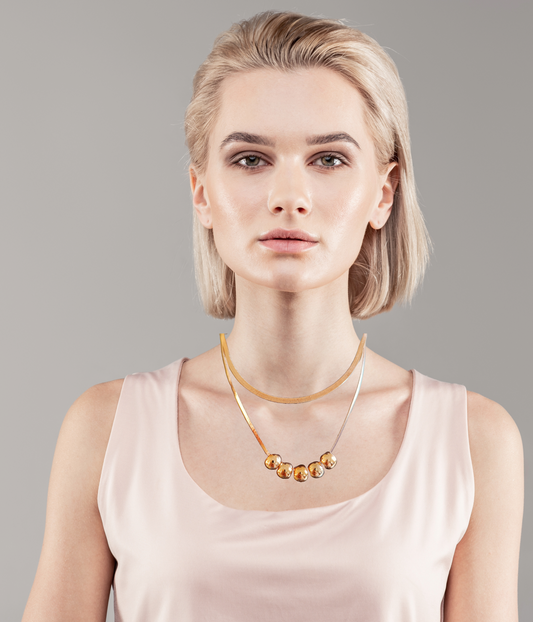 Double layered gold plated beads neckpiece - Jewellery for women and girls