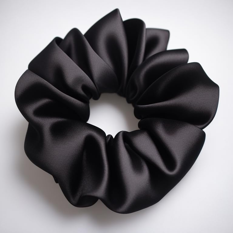 Satin Scrunchies - Set of 2 - Black & White