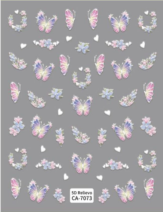 5D Self-Adhesive Nail Art Stickers - Butterfly 7073