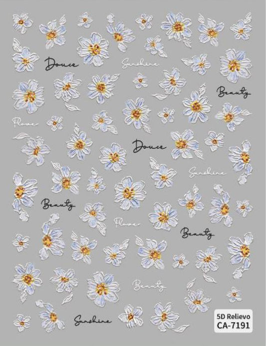 5D Self-Adhesive Nail Art Stickers - Flowers 7191