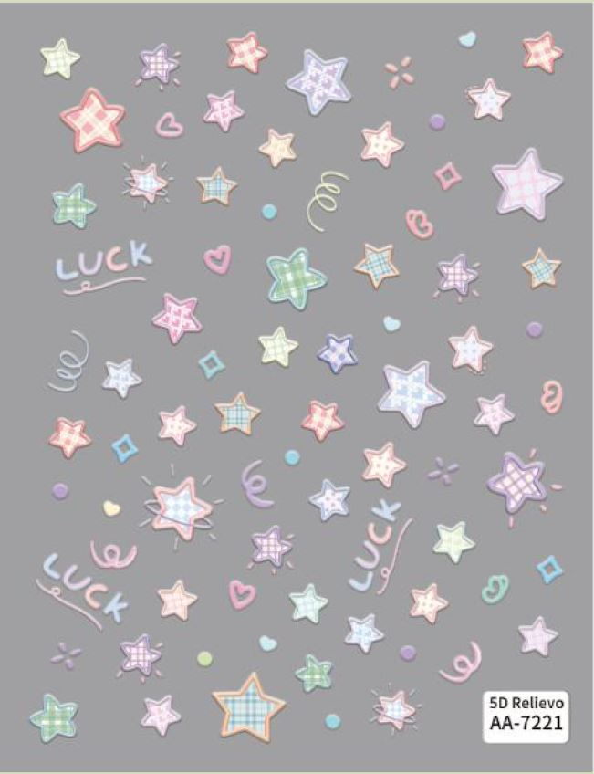 5D Self-Adhesive Nail Art Stickers - Stars 7221