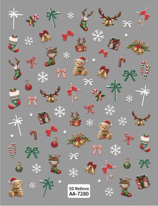 5D Self-Adhesive Nail Art Stickers - X-Mas 7280