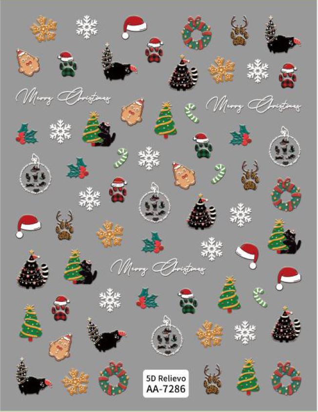 5D Self-Adhesive Nail Art Stickers - X-Mas 7286