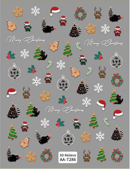5D Self-Adhesive Nail Art Stickers - X-Mas 7286