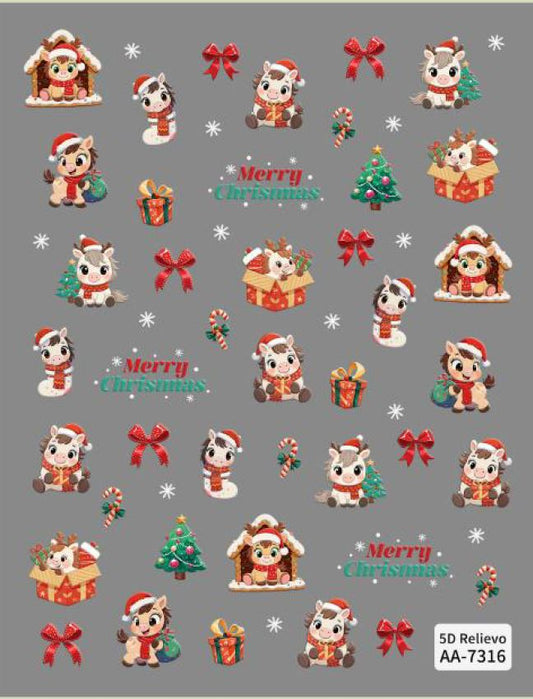5D Self-Adhesive Nail Art Stickers - X-Mas 7316