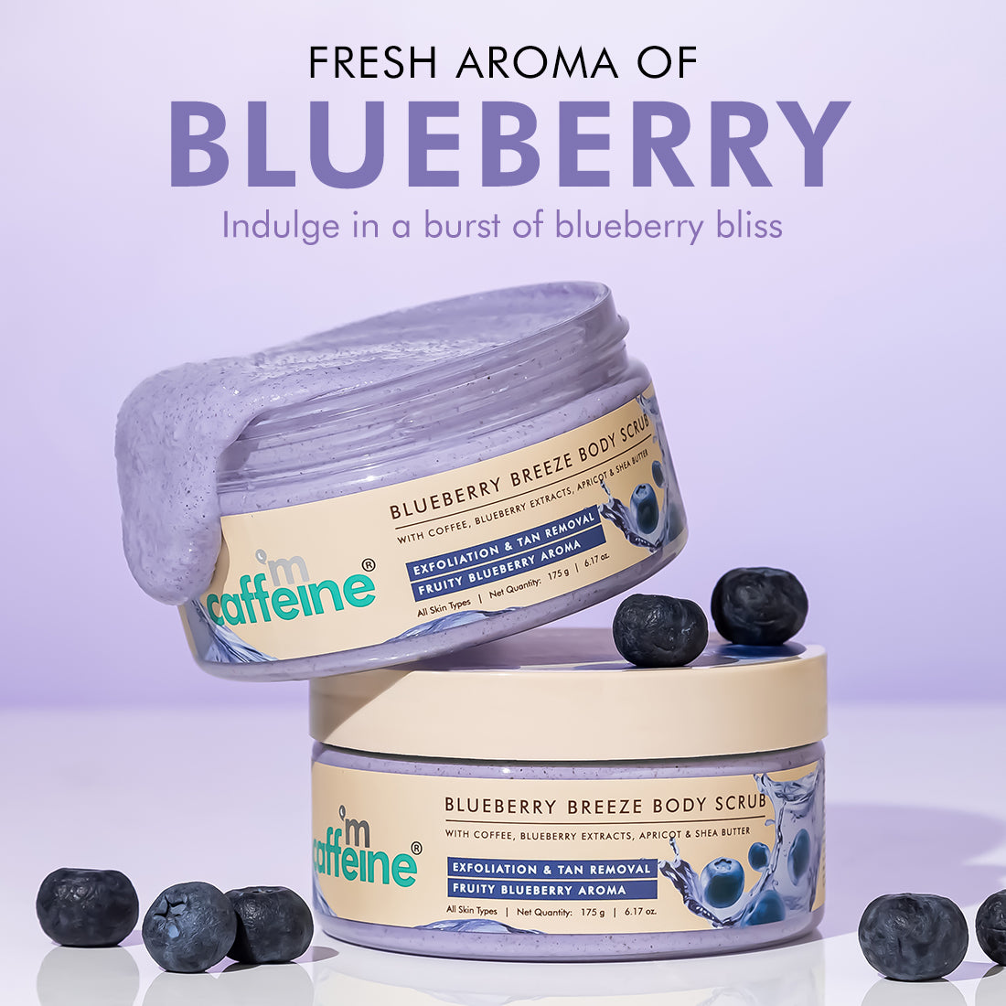 mCaffeine Blueberry Blast Detan & Cleanse Duo for Glowing Skin | Fruity Blueberry Aroma