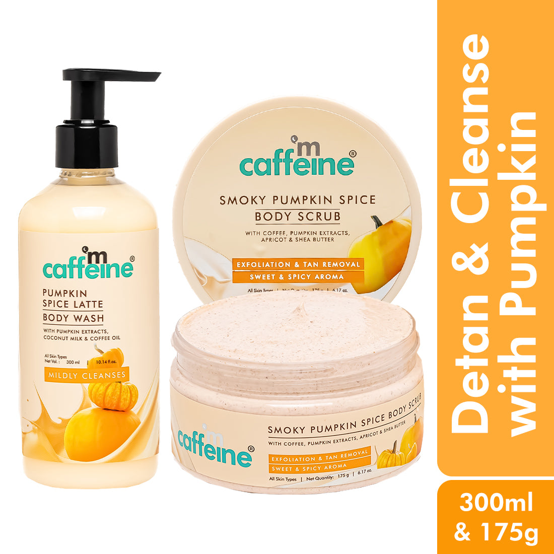 mCaffeine Pumpkin Spice Cleanse & Detan Duo for Glowing Skin | Sweet & Spicy Aroma