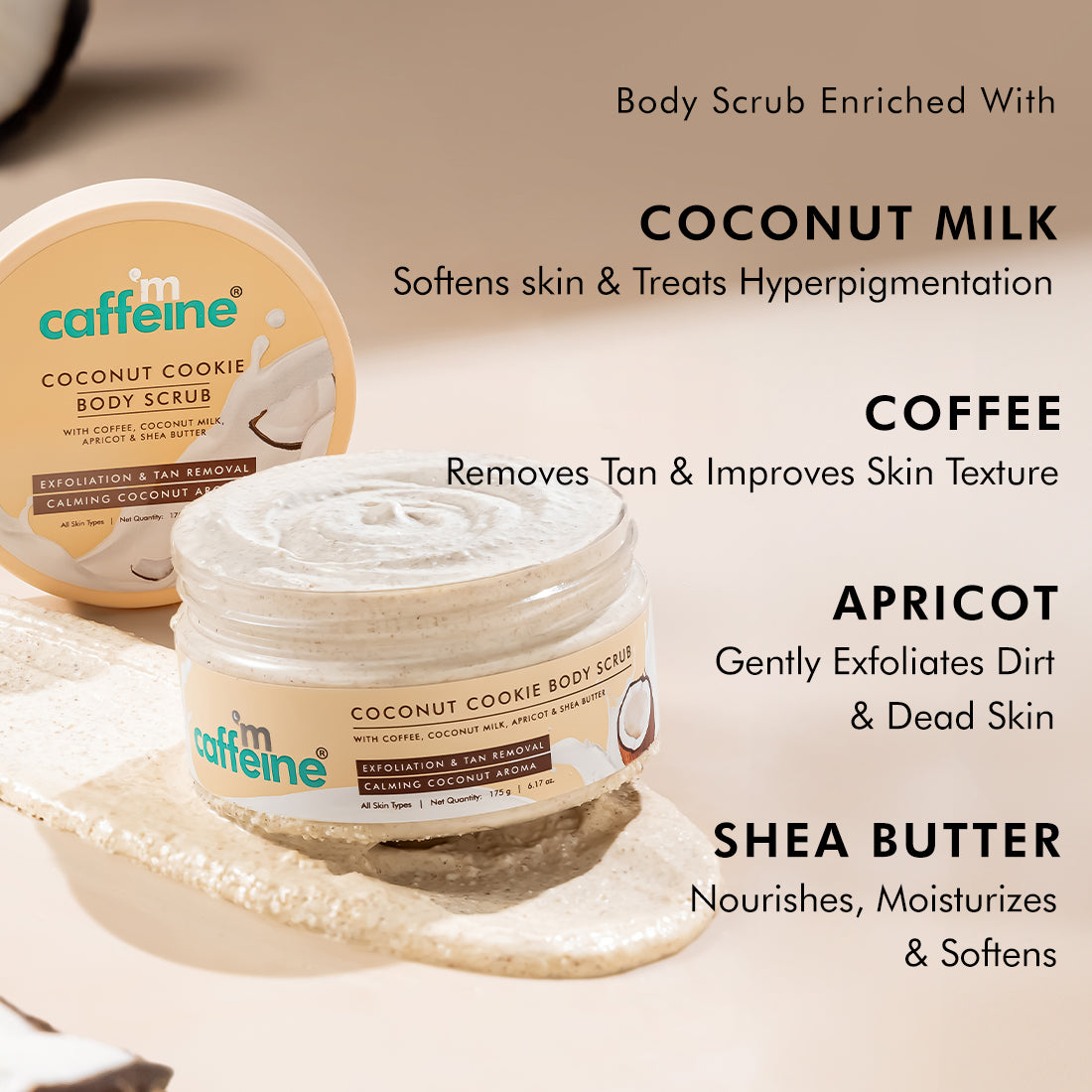 mCaffeine Tropical Coconut Cleanse & Detan Set for Glowing Skin | Calming Coconut Aroma