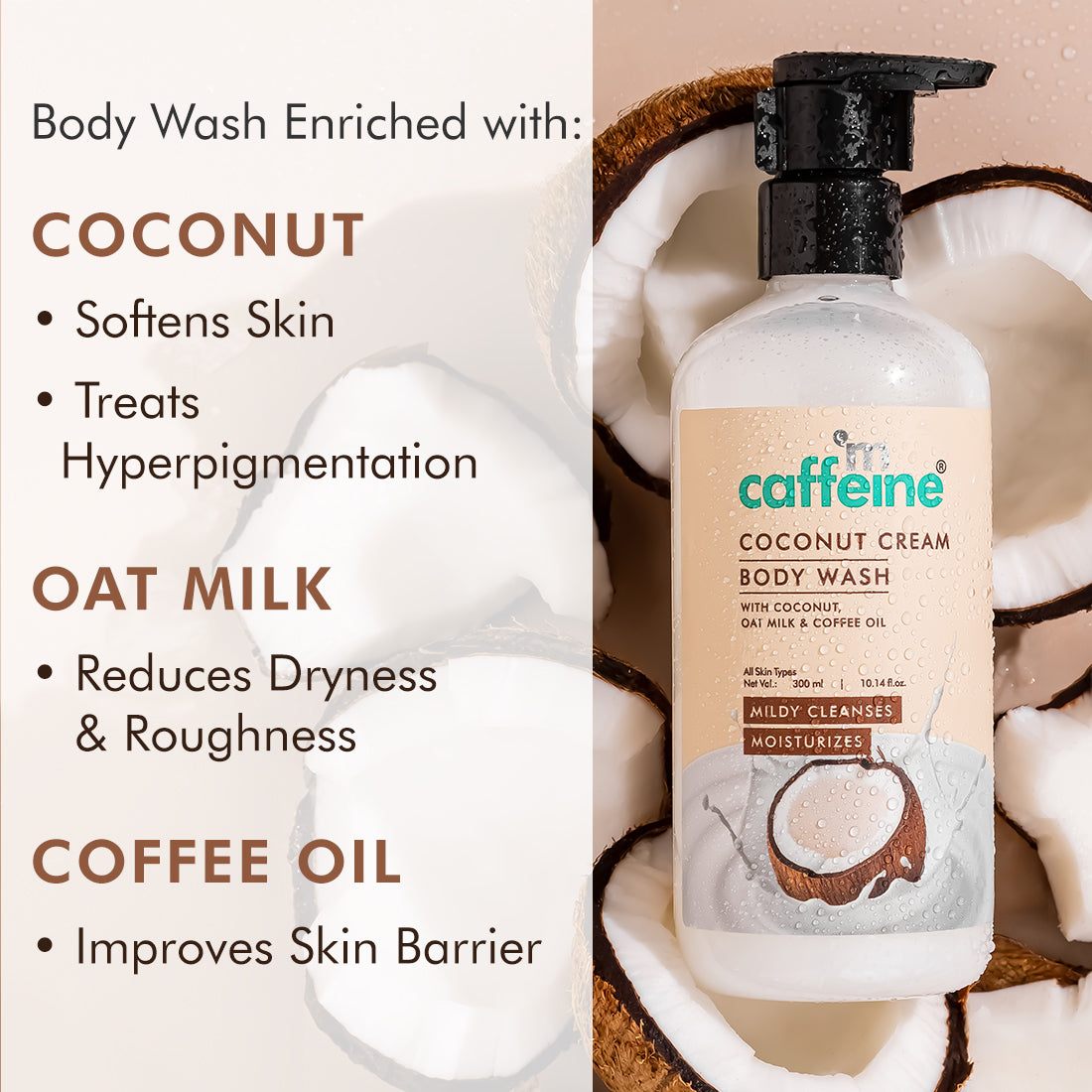 mCaffeine Tropical Coconut Cleanse & Detan Set for Glowing Skin | Calming Coconut Aroma