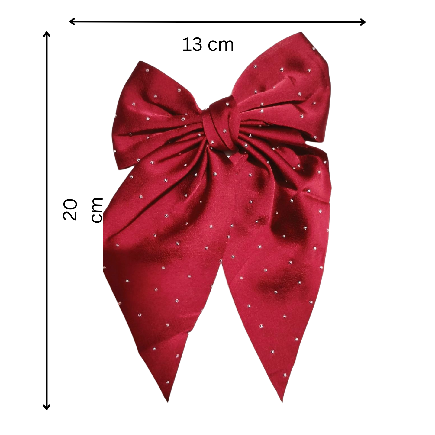 Silver Dotted Satin Hair Bows Clips for Girls, Ribbon Bow for Women Hair, Large Satin Bows for Hair Long-Tail Alligator Clips Big Hair Bow Girls Hair Accessories