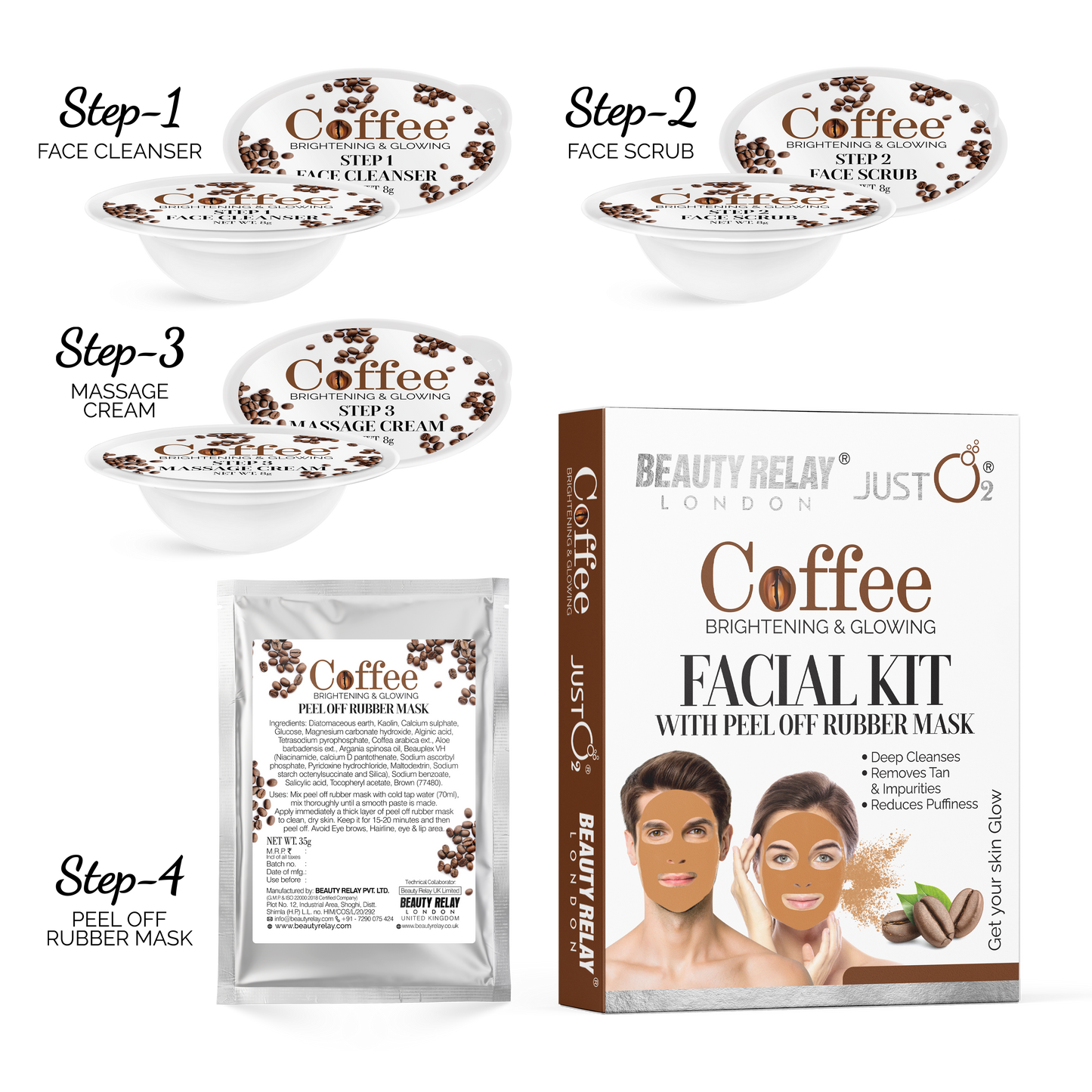 Coffee Facial Kit With Peel Off Rubber Mask