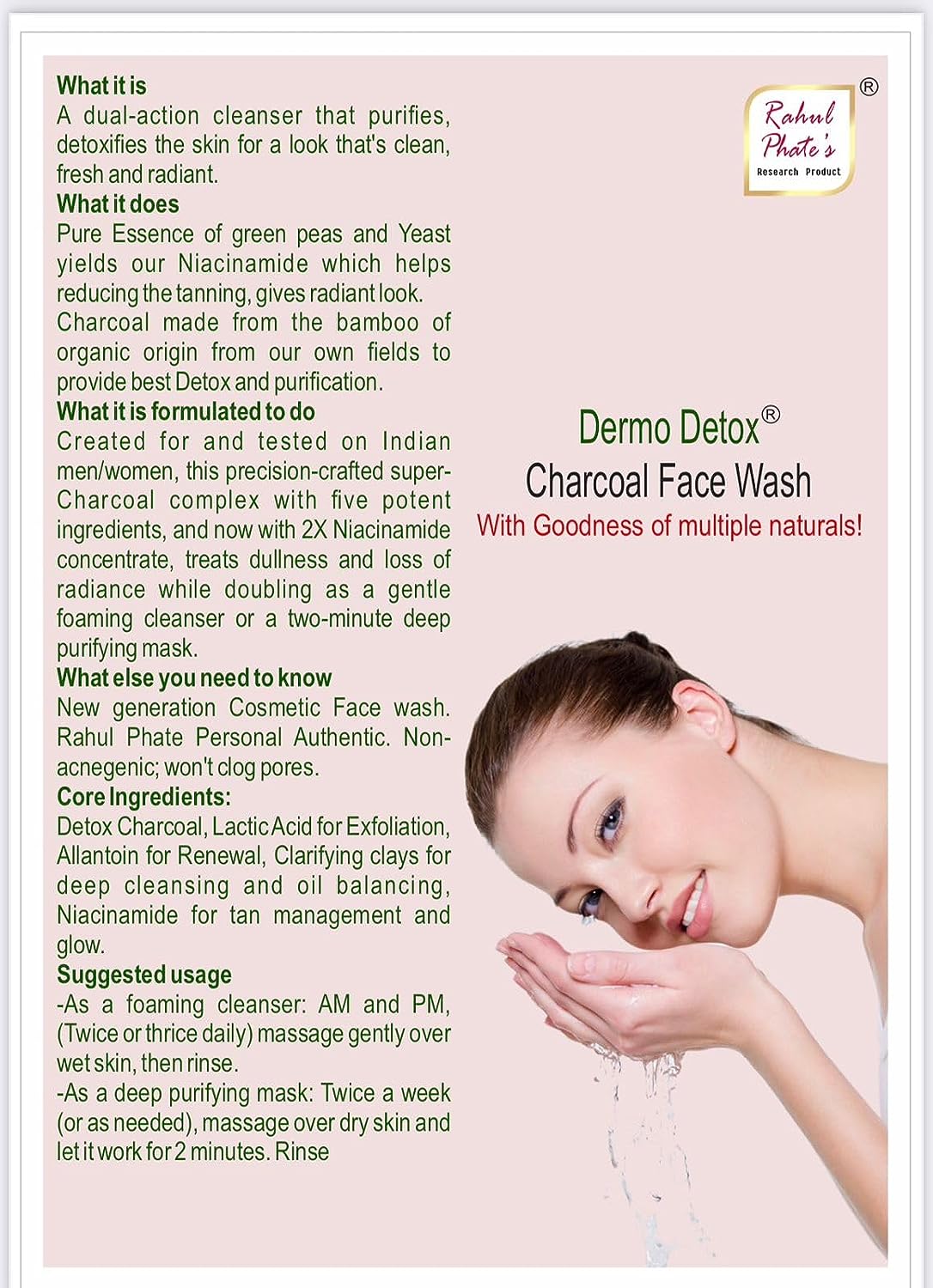 Dermo-detox charcoal face wash - 100 ml