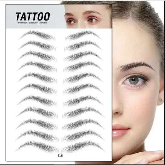 A sheet of 11 Pairs of Eye Brow Temporary Tattoo Sticker - Natural Looking | Long Lasting up to 4 days | Waterproof | Black Colored | Matte Finish - E16