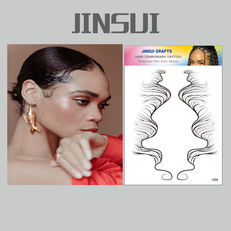 Hairline Temporary Tattoo Stickers for Women Girls | Fashion Curly Hair | Waterproof | Non-Toxic | Natural Looking - JS04