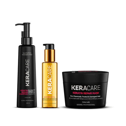 Keracare Keratin Repair Combo with Acai Oil (225ml, 100ml, 250g)