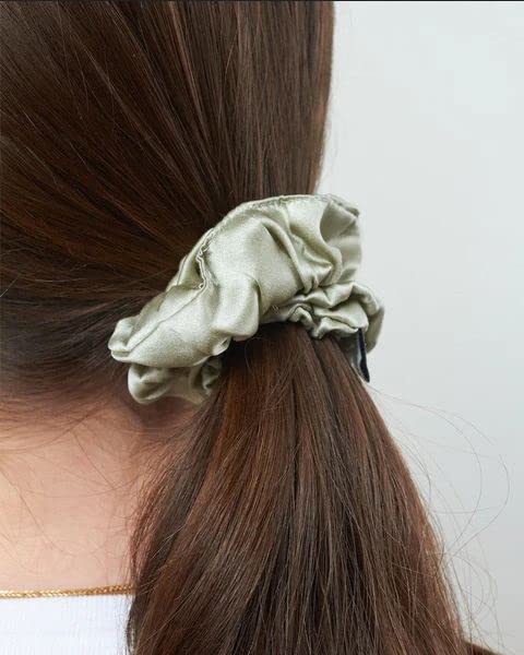 Set of 2 Luxury Satin Scrunchies - The Greens