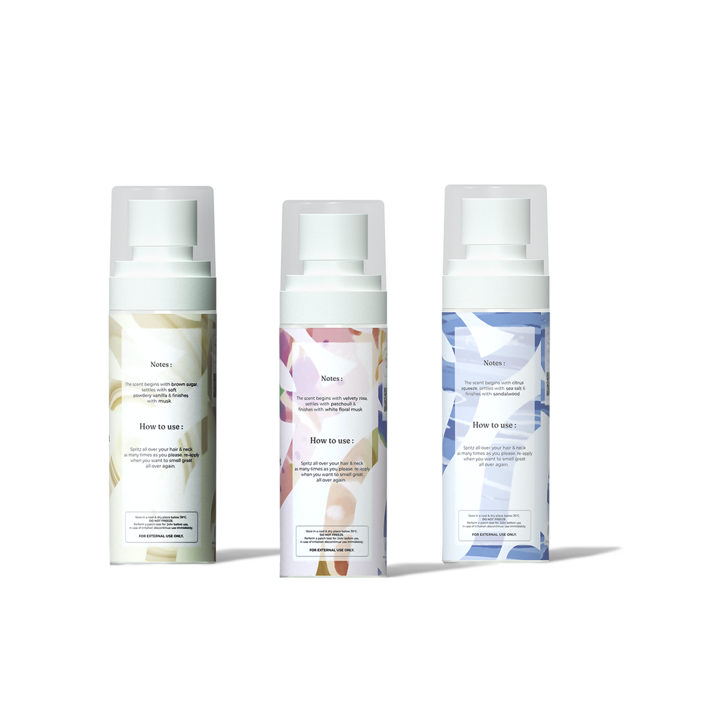 Hair Mist Trio Pack | Warm Vanilla | Crystal Aqua | Floral Bouquet | Unisex Fragrances, 50ml Each