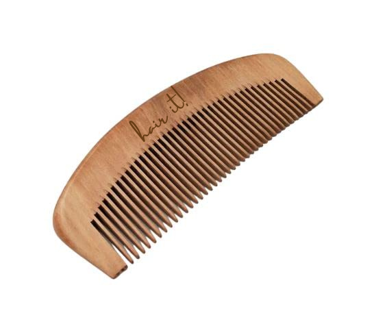 Neem Wooden Comb | Hair Growth, Hairfall, Dandruff Control | Hair Straightening, Frizz Control | Comb for Men, Women - Moon Shaped Fine Tooth