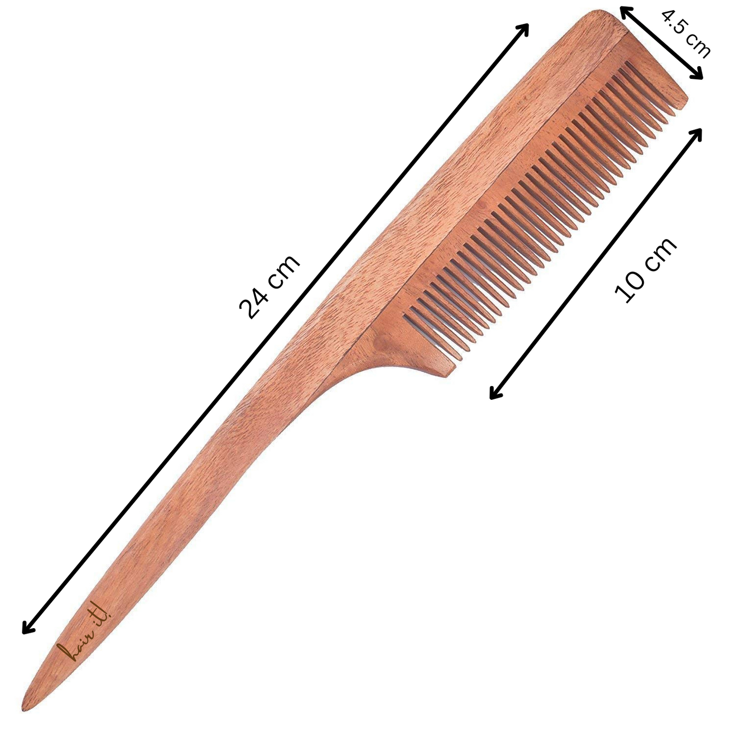 Neem Wooden Comb | Hair Growth, Hairfall, Dandruff Control | Hair Straightening, Frizz Control | Comb for Men, Women - Fine Partition Comb