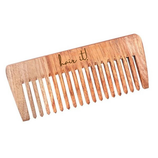 Neem Wooden Comb | Hair Growth, Hairfall, Dandruff Control | Hair Straightening, Frizz Control | Comb for Men, Women - Wide Detangling Comb