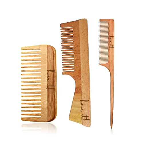 Set of 3 Neem Wooden Comb | Hair Growth, Hairfall, Dandruff Control | Hair Straightening, Frizz Control | Comb for Men, Women
