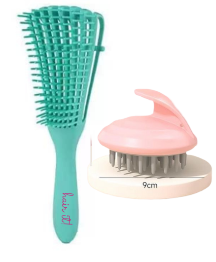 Set of Detangler Hair Comb Brush + Scalp Massager