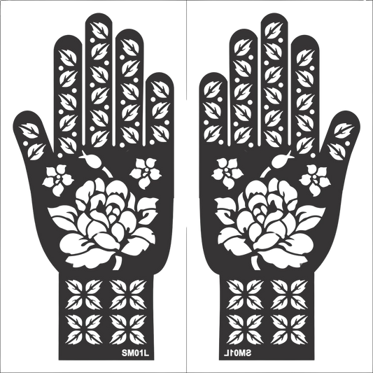 Beautiful Henna Stencils - Both Hands/ Mehendi Designs/ Mehendi DIY Stencil - SM01