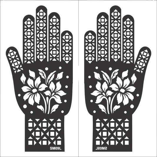 Beautiful Henna Stencils - Both Hands/ Mehendi Designs/ Mehendi DIY Stencil - SM09