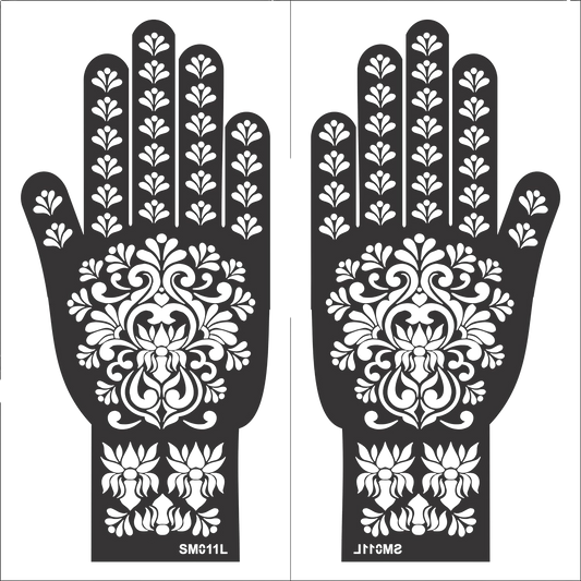 Beautiful Henna Stencils - Both Hands/ Mehendi Designs/ Mehendi DIY Stencil - SM11