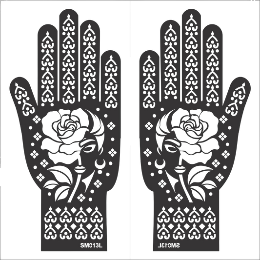 Beautiful Henna Stencils - Both Hands/ Mehendi Designs/ Mehendi DIY Stencil - SM13