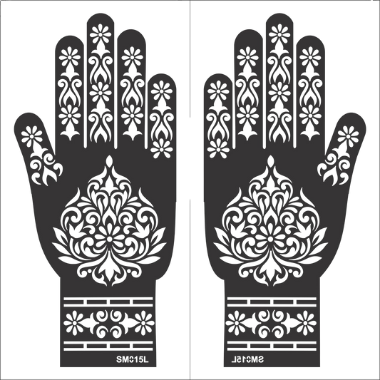 Beautiful Henna Stencils - Both Hands/ Mehendi Designs/ Mehendi DIY Stencil - SM15