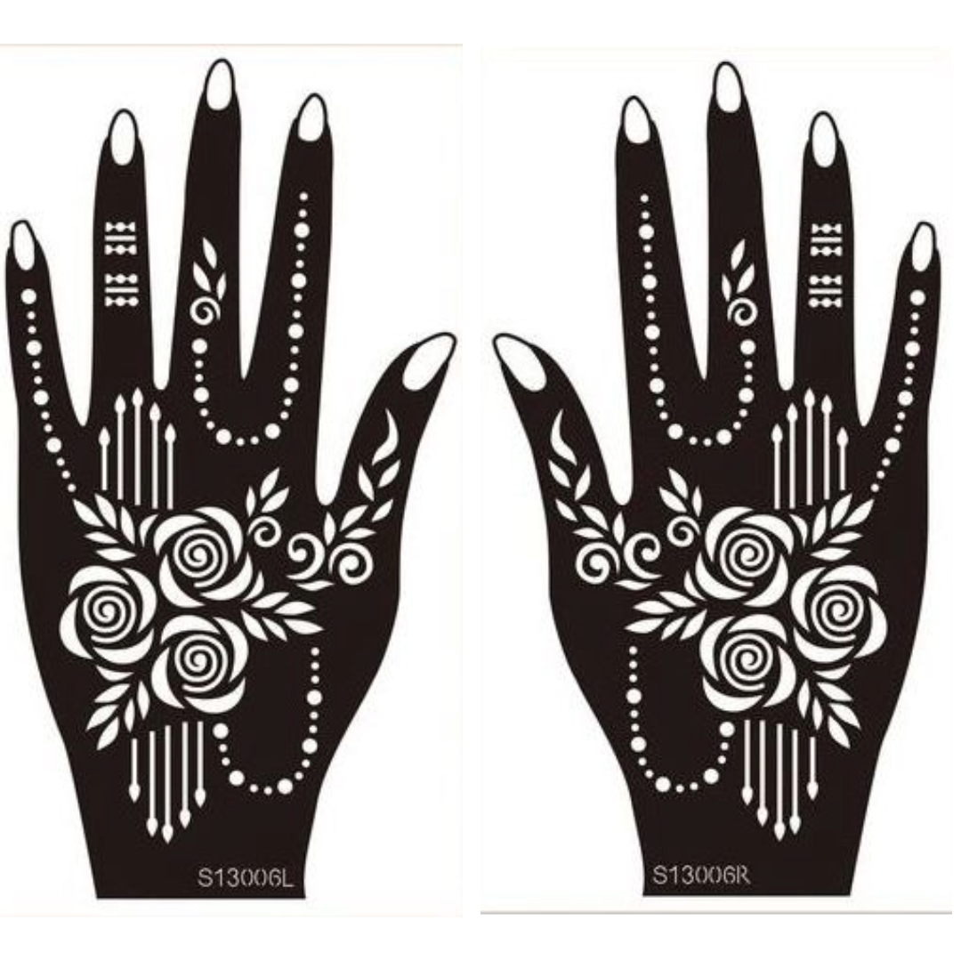 Beautiful Henna Stencils - Both Hands/ Mehendi Designs/ Mehendi DIY Stencil - 13006