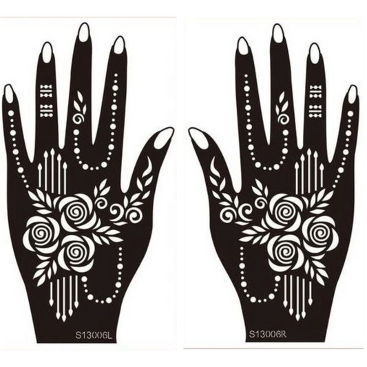 Beautiful Henna Stencils - Both Hands/ Mehendi Designs/ Mehendi DIY Stencil - 13006