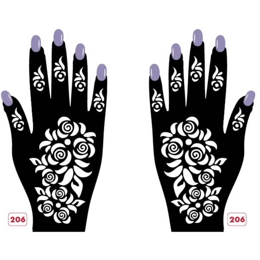 Beautiful Henna Stencils - Both Hands/ Mehendi Designs/ Mehendi DIY Stencil - 206