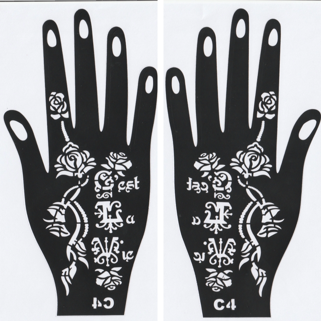 Beautiful Henna Stencils - Both Hands/ Mehendi Designs/ Mehendi DIY Stencil - C4