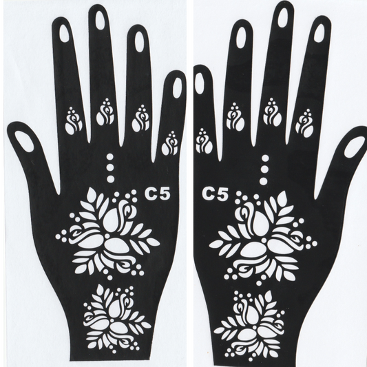 Beautiful Henna Stencils - Both Hands/ Mehendi Designs/ Mehendi DIY Stencil - C5