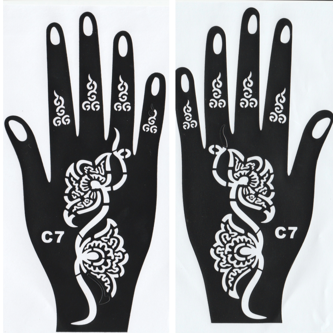 Beautiful Henna Stencils - Both Hands/ Mehendi Designs/ Mehendi DIY Stencil - C7