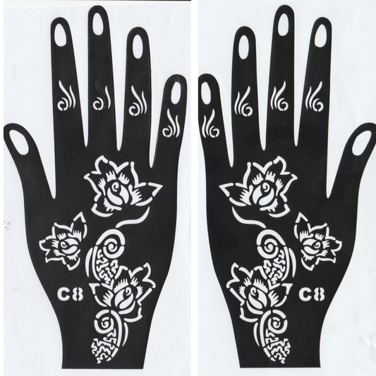 Beautiful Henna Stencils - Both Hands/ Mehendi Designs/ Mehendi DIY Stencil - C8