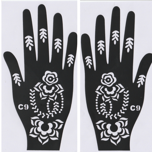 Beautiful Henna Stencils - Both Hands/ Mehendi Designs/ Mehendi DIY Stencil - C9