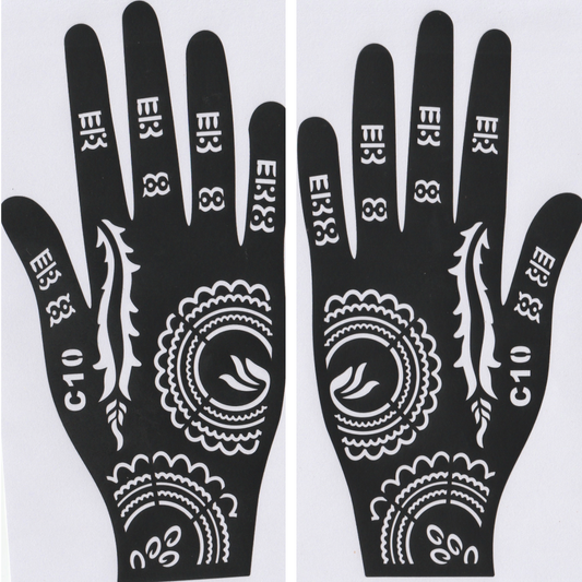 Beautiful Henna Stencils - Both Hands/ Mehendi Designs/ Mehendi DIY Stencil - C10