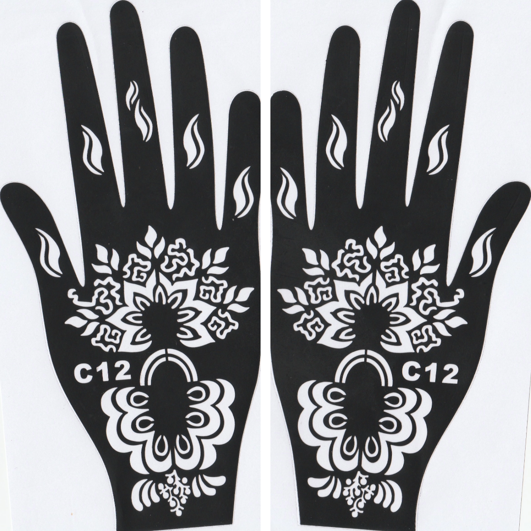 Beautiful Henna Stencils - Both Hands/ Mehendi Designs/ Mehendi DIY Stencil - C12
