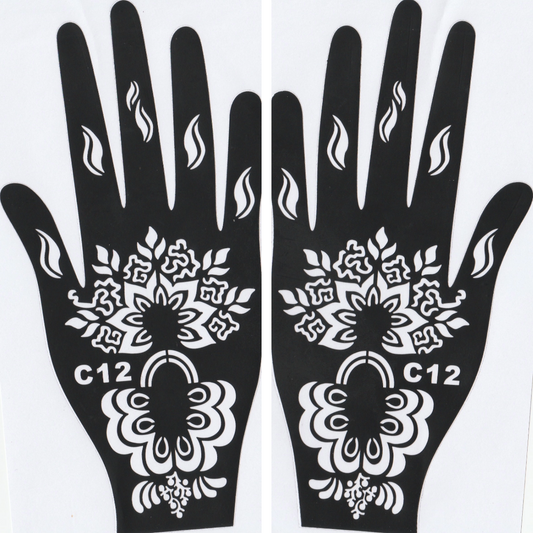 Beautiful Henna Stencils - Both Hands/ Mehendi Designs/ Mehendi DIY Stencil - C12