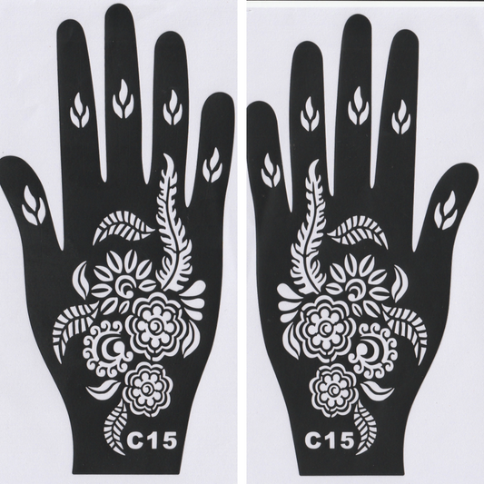 Beautiful Henna Stencils - Both Hands/ Mehendi Designs/ Mehendi DIY Stencil - C15