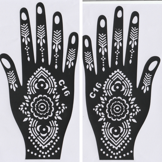 Beautiful Henna Stencils - Both Hands/ Mehendi Designs/ Mehendi DIY Stencil - C16