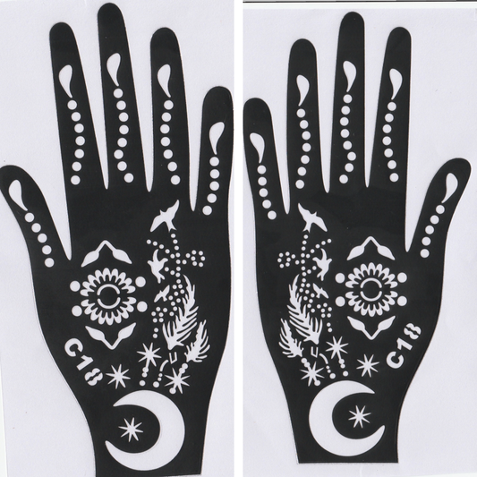 Beautiful Henna Stencils - Both Hands/ Mehendi Designs/ Mehendi DIY Stencil - C18